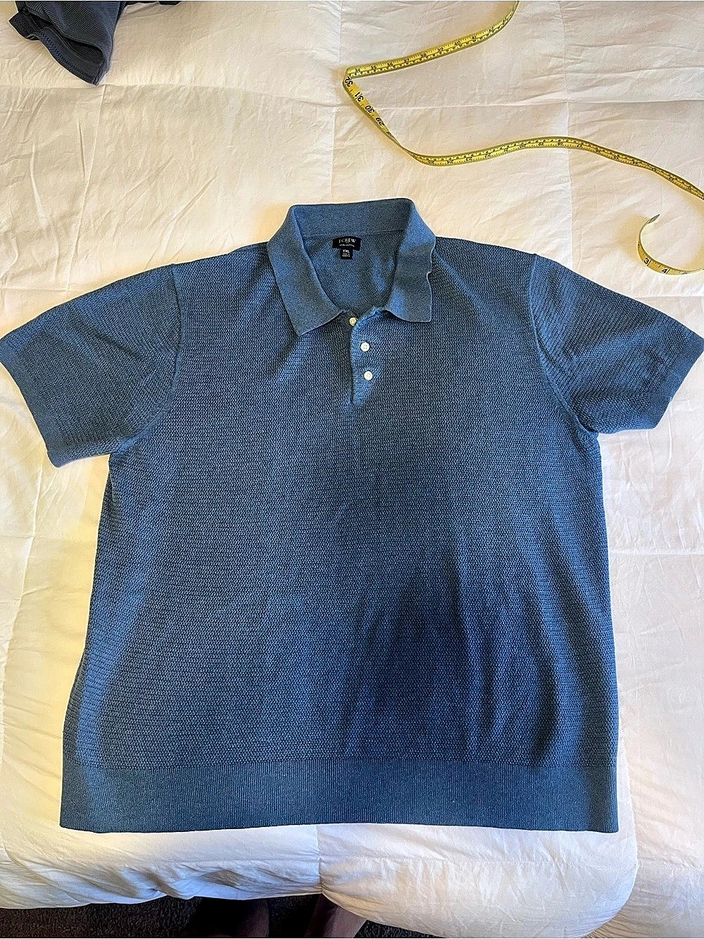 J.Crew Textured cotton short sleeve polo Blue XXL